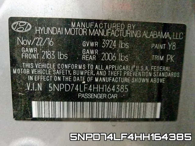 5NPD74LF4HH164385 фото 2