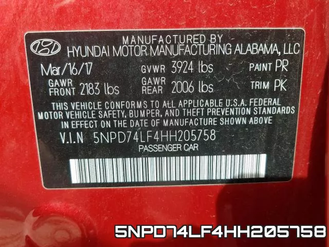 5NPD74LF4HH205758 фото 2