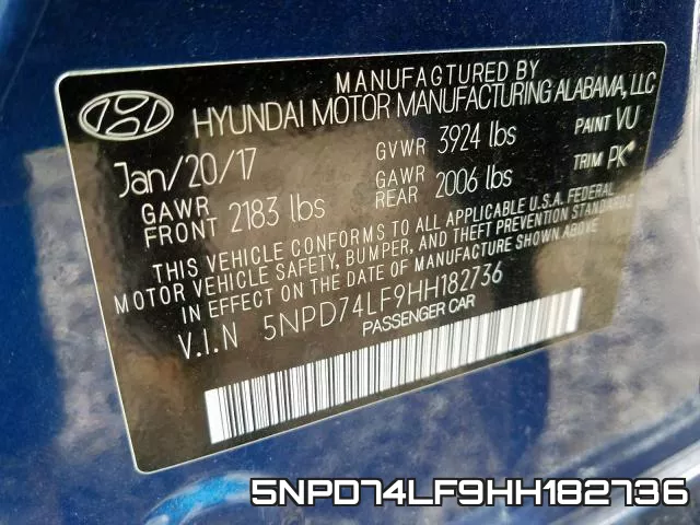 5NPD74LF9HH182736 фото 2