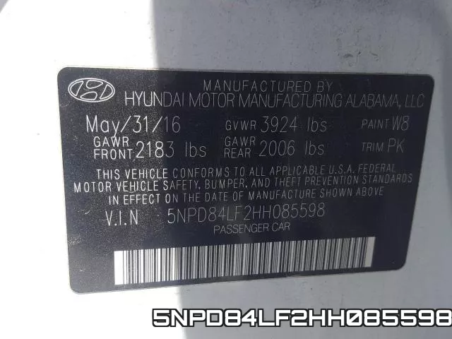5NPD84LF2HH085598 фото 2