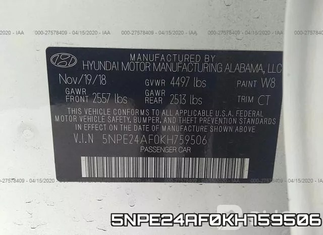 5NPE24AF0KH759506 фото 10