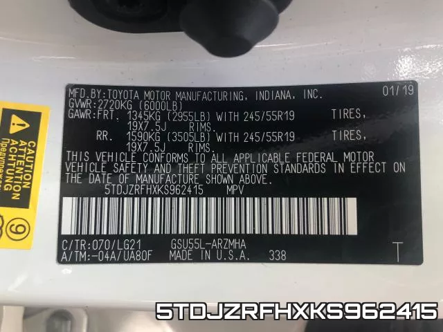 5TDJZRFHXKS962415 фото 2
