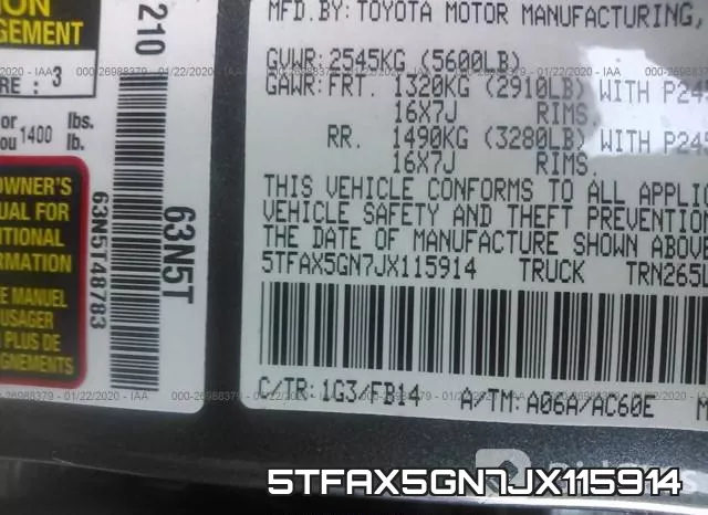 5TFAX5GN7JX115914 фото 10
