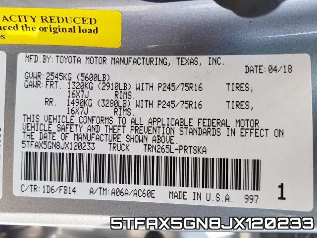 5TFAX5GN8JX120233 фото 2