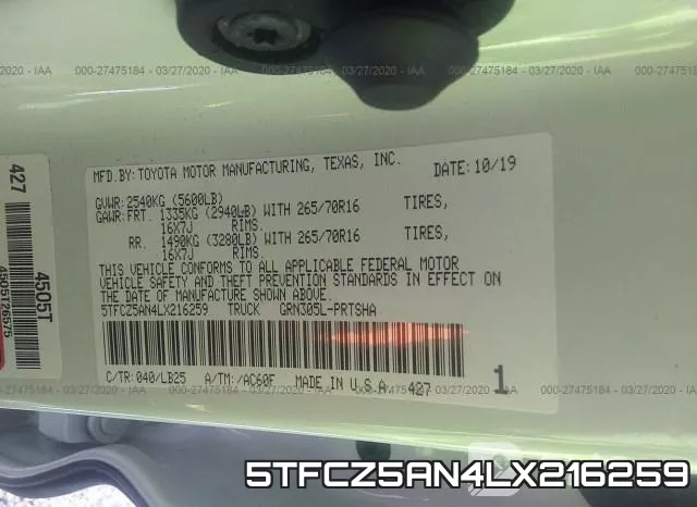 5TFCZ5AN4LX216259 фото 9