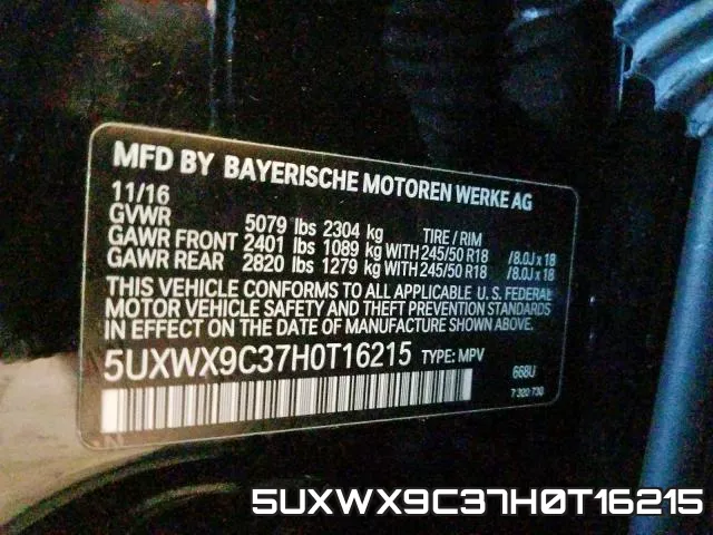 5UXWX9C37H0T16215 фото 2
