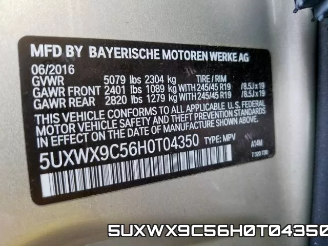 5UXWX9C56H0T04350 фото 2