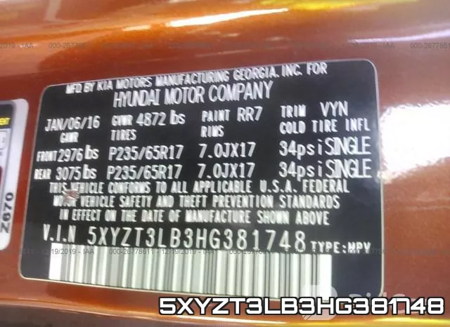 5XYZT3LB3HG381748 фото 10