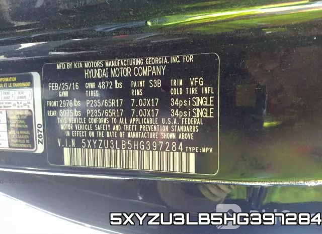 5XYZU3LB5HG397284 фото 10