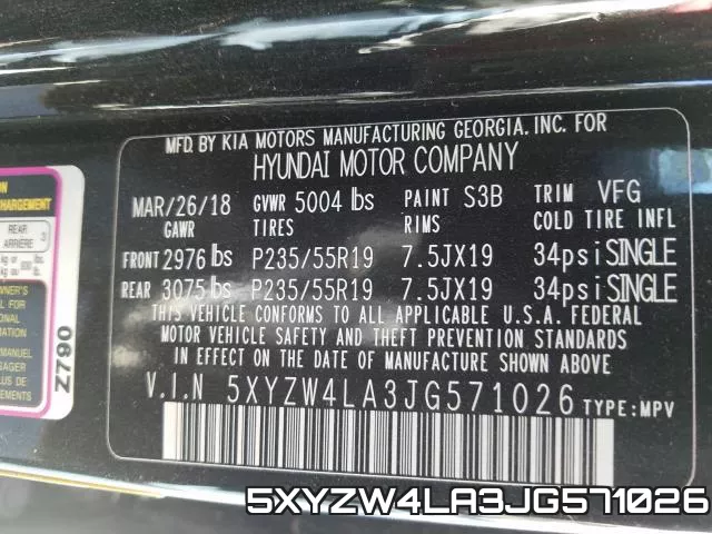 5XYZW4LA3JG571026 фото 2