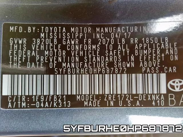 5YFBURHE0HP687872 фото 2
