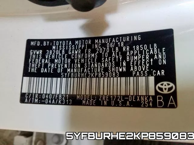 5YFBURHE2KP859083 фото 2