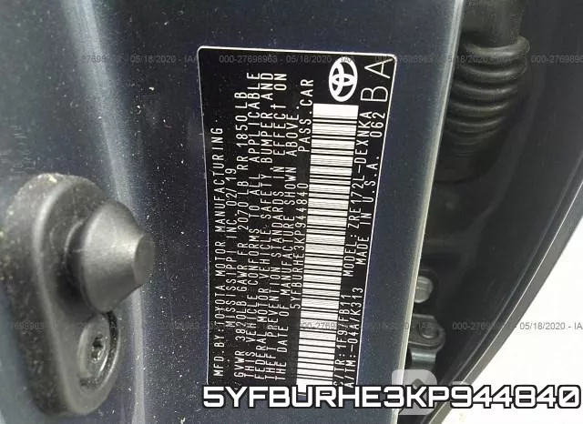 5YFBURHE3KP944840 фото 10