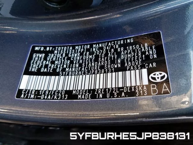 5YFBURHE5JP838131 фото 2
