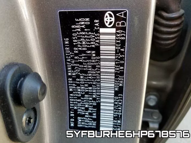 5YFBURHE6HP678576 фото 2
