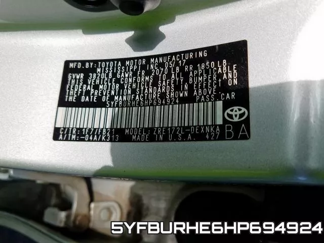 5YFBURHE6HP694924 фото 2