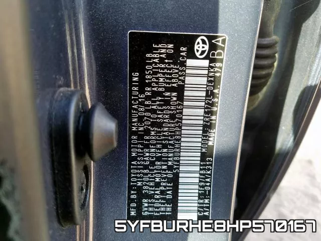 5YFBURHE8HP570167 фото 2