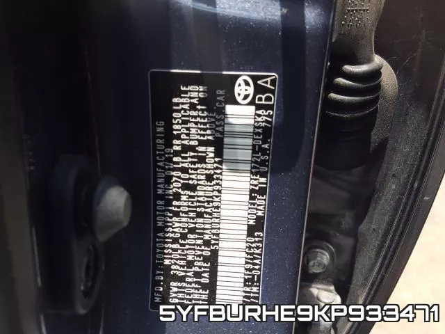 5YFBURHE9KP933471 фото 2
