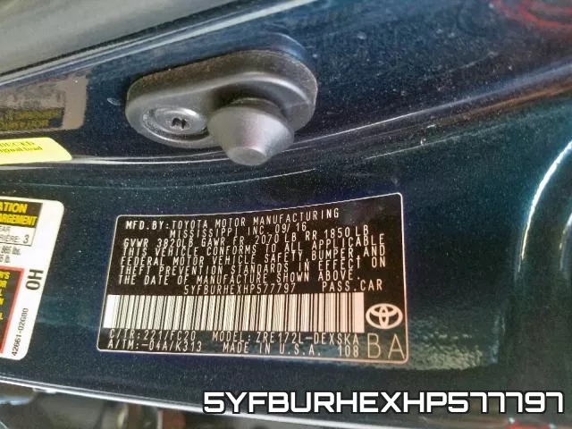 5YFBURHEXHP577797 фото 2