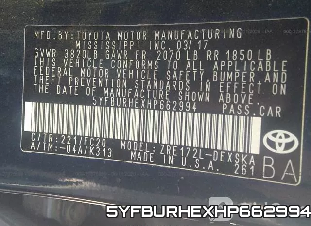 5YFBURHEXHP662994 фото 10