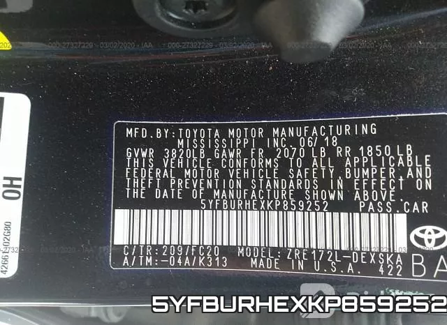 5YFBURHEXKP859252 фото 10