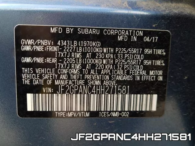 JF2GPANC4HH271581 фото 2