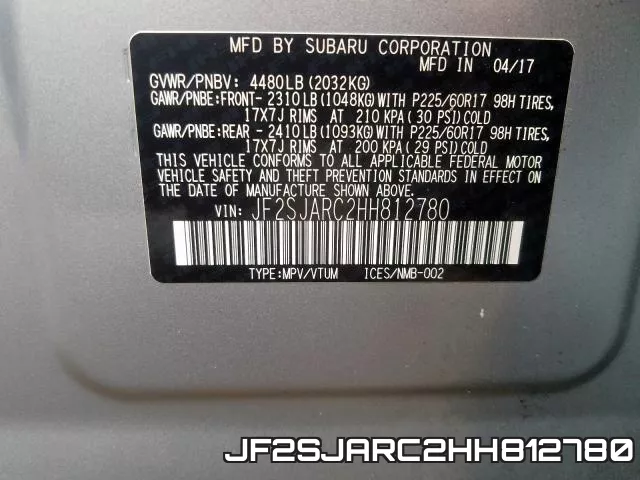 JF2SJARC2HH812780 фото 2