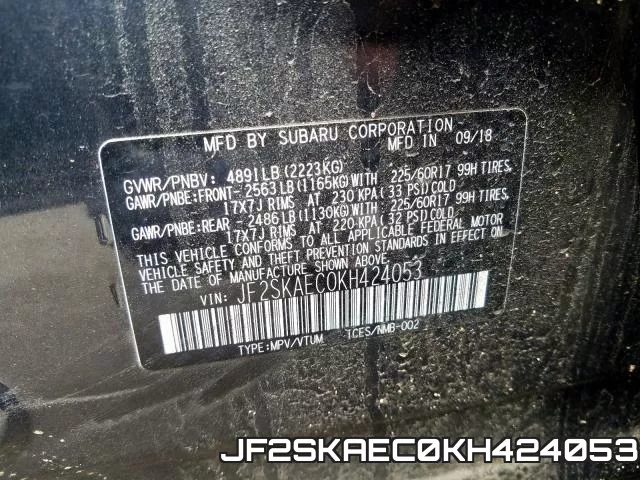 JF2SKAEC0KH424053 фото 2