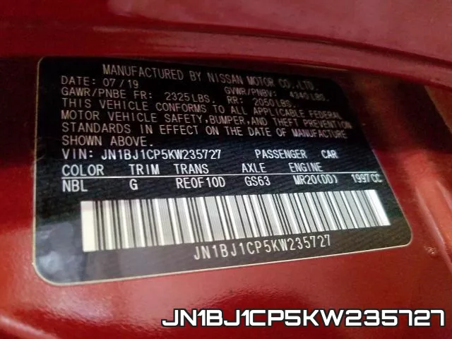 JN1BJ1CP5KW235727 фото 2