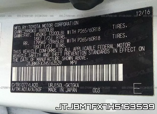 JTJBM7FX7H5163539 фото 10
