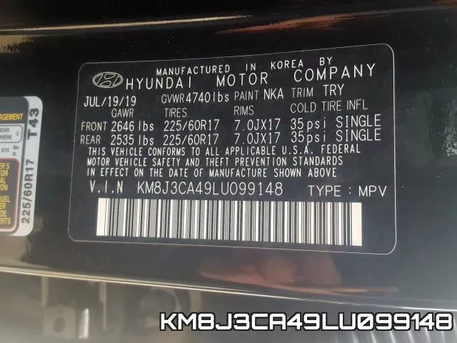 KM8J3CA49LU099148 фото 2
