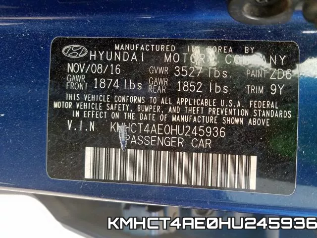 KMHCT4AE0HU245936 фото 2