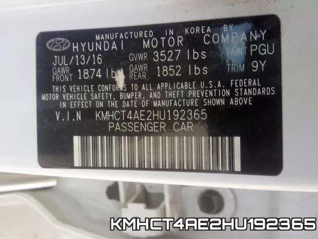 KMHCT4AE2HU192365 фото 2