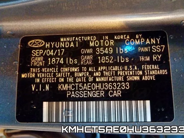 KMHCT5AE0HU363233 фото 2