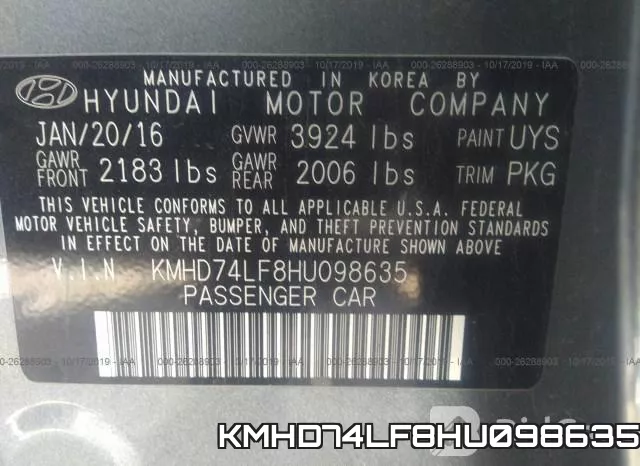 KMHD74LF8HU098635 фото 10