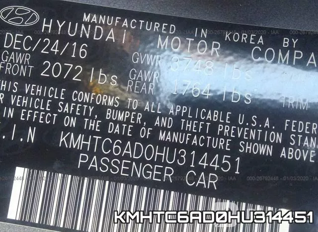 KMHTC6AD0HU314451 фото 10