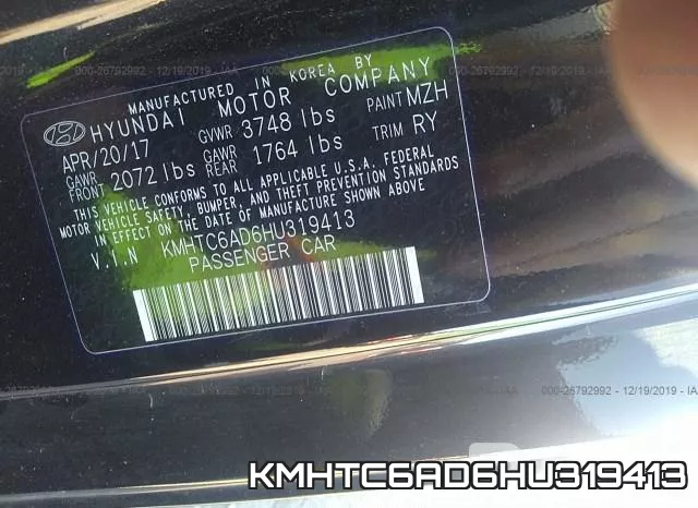 KMHTC6AD6HU319413 фото 10