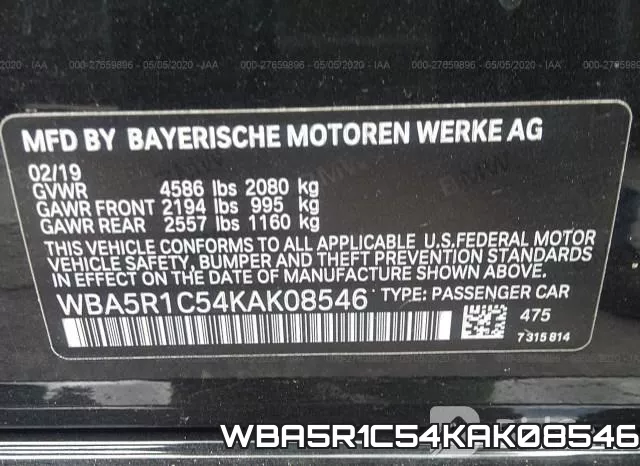WBA5R1C54KAK08546 фото 10