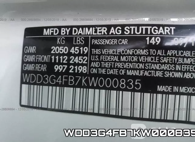 WDD3G4FB7KW000835 фото 10