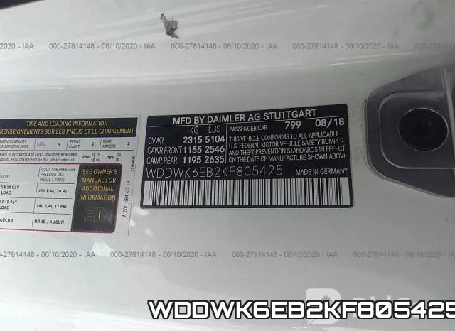 WDDWK6EB2KF805425 фото 10
