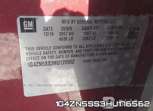 1G4ZN5SS3HU176562 фото 9