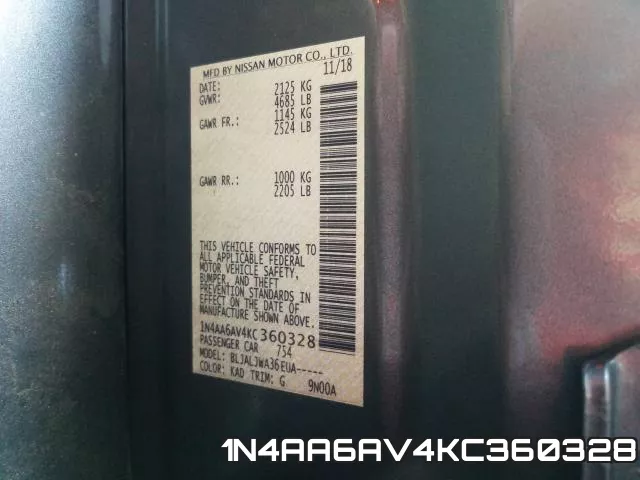1N4AA6AV4KC360328 фото 2