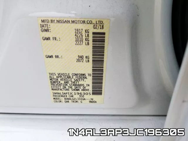 1N4AL3AP3JC196305 фото 2