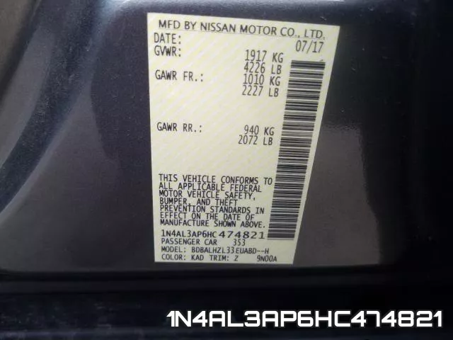 1N4AL3AP6HC474821 фото 2