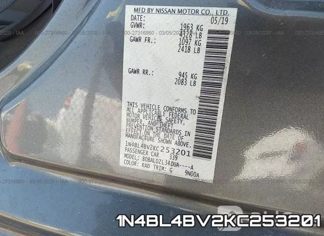 1N4BL4BV2KC253201 фото 10