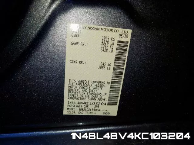 1N4BL4BV4KC103204 фото 2