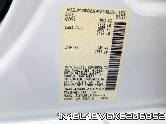 1N4BL4BV6KC206852 фото 2