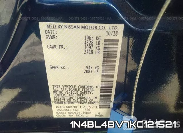 1N4BL4BV7KC121521 фото 10
