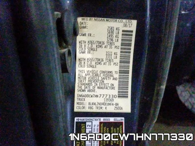 1N6AD0CW7HN777330 фото 2