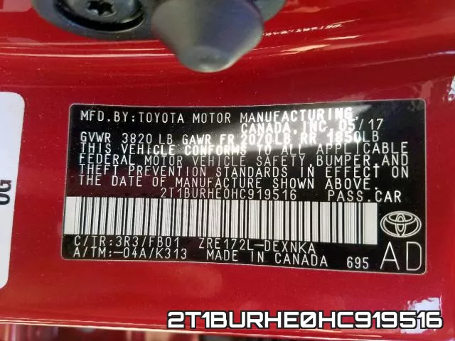 2T1BURHE0HC919516 фото 2
